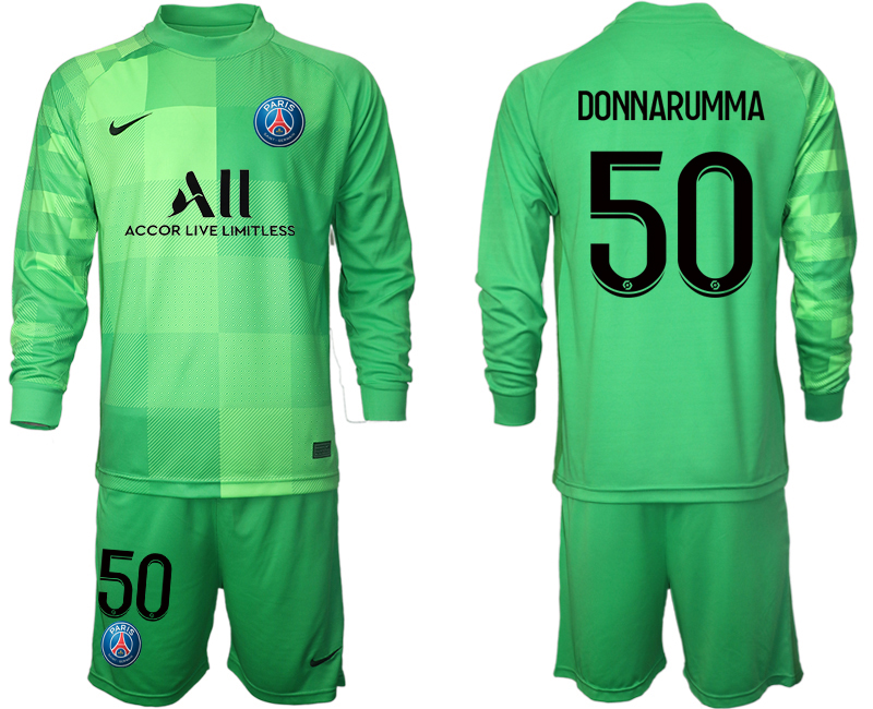 Men 2021-2022 Club Paris St German green goalkeeper Long Sleeve #50 Soccer Jersey->paris st german jersey->Soccer Club Jersey